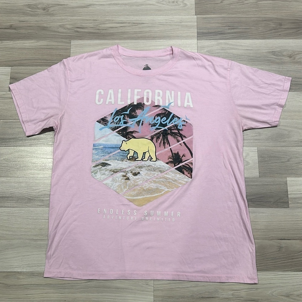 LAUNDER Unisex Pink California Los Angeles T-shirt Size 2XL